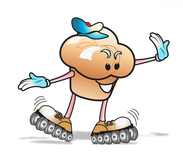 Muffin Man op Skates. — Stockfoto