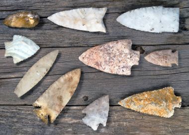 Real American Indian Arrowheads. clipart