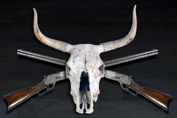 Cowboy Rifles and Cow Skull. — Stock Photo, Image