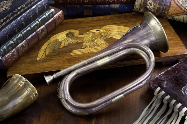 Old Antique Brass Bugle. — Stock Photo, Image