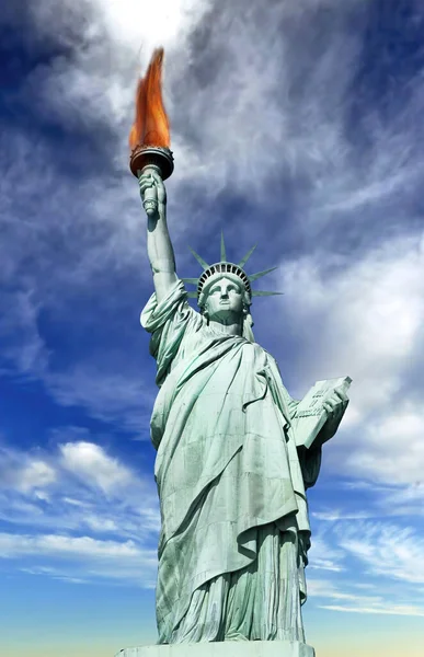 Άγαλμα Της Ελευθερίας Στον Ποταμό Χάντσον Στη Νέα Υόρκη — Φωτογραφία Αρχείου