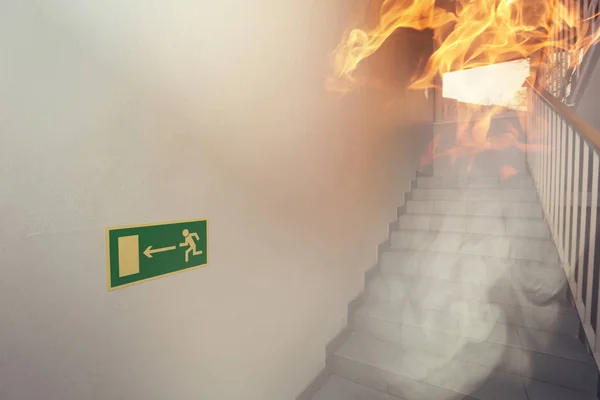 Fire int the building - emergency exit — Stock Photo, Image