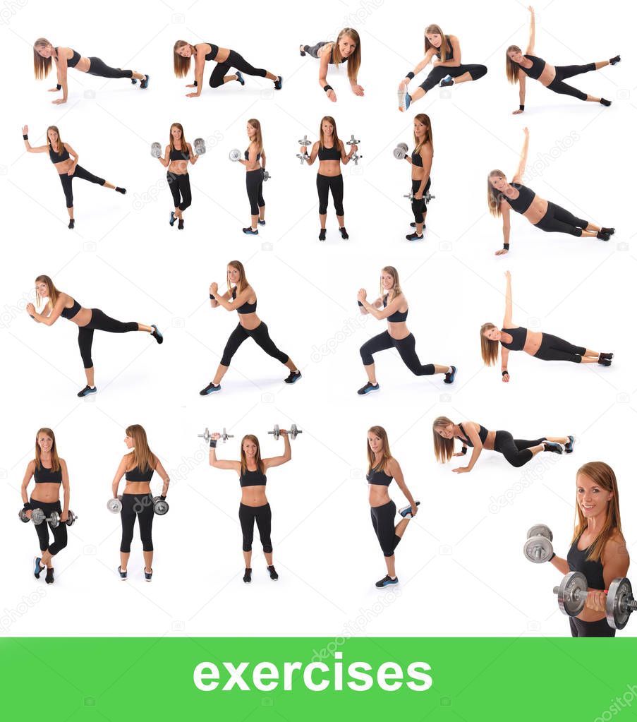 set of exercises - fitness and plank