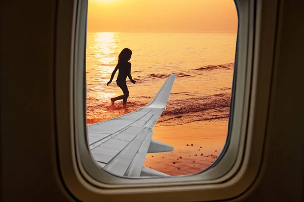 Uçakta bir rüya tatil — Stok fotoğraf
