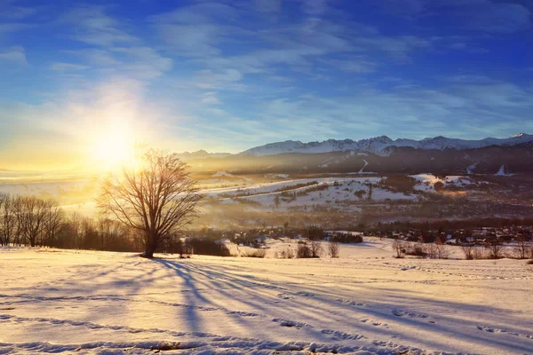 Beautiful Panoramic View Mountains Sunrise — Stock Photo, Image