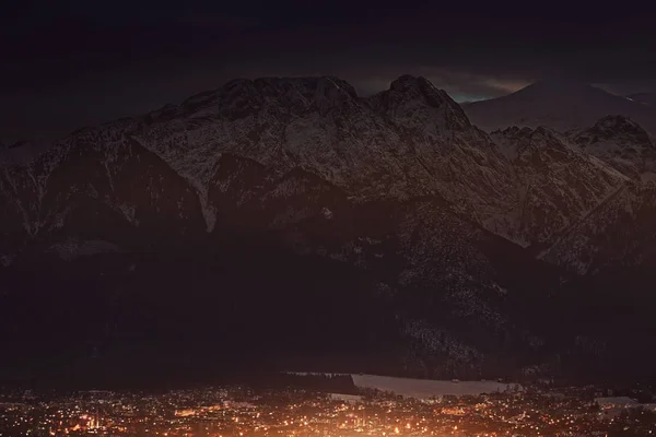 Zakopane Cidade Noite — Fotografia de Stock