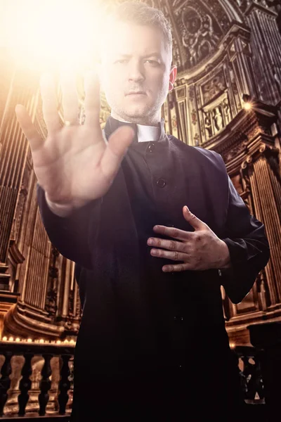 Priest Outstretched Hand Church — Stock Photo, Image