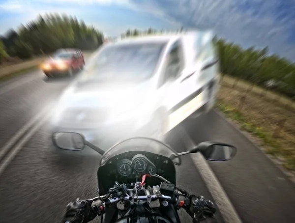 Leading Motorcycle Car Accident — Stock Photo, Image