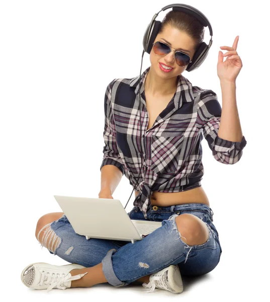 Young girl listen music — Stock Photo, Image