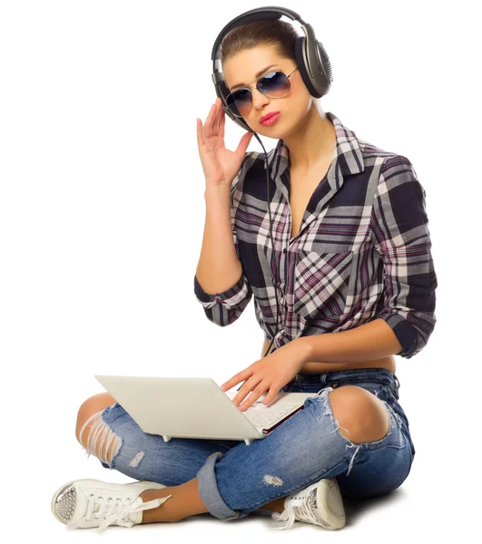 Young girl listen music — Stock Photo, Image