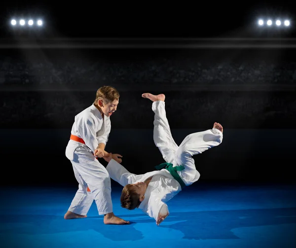 Little boys martial arts fighters — Stock Photo, Image