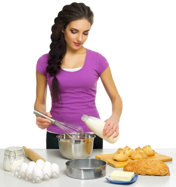 Koken jongedame geïsoleerd — Stockfoto