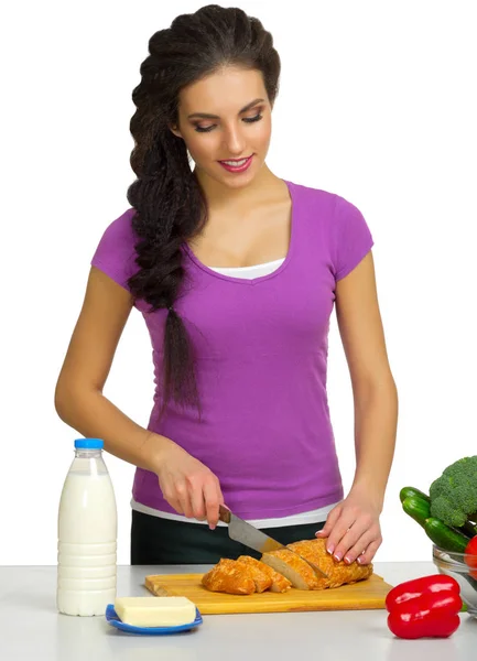 Young cooking woman — Stock Photo, Image