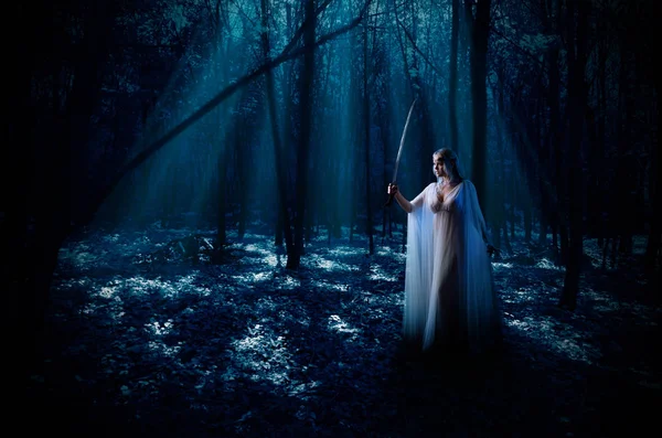 Elf kızı ormanda — Stok fotoğraf