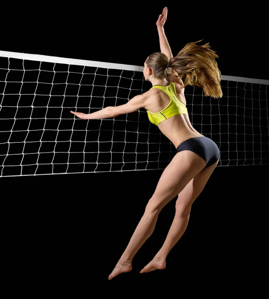 Jovem jogador de voleibol mulher isolado — Fotografia de Stock