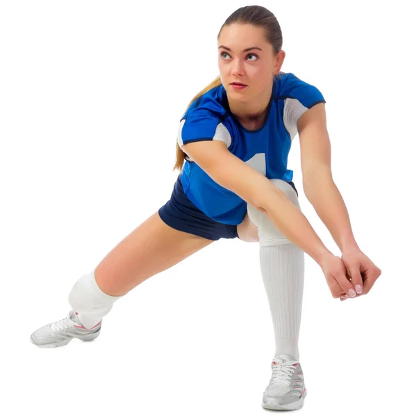 Mujer joven voleyball jugador aislado — Foto de Stock