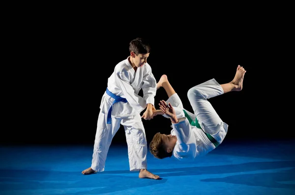 Dos chicos luchadores de artes marciales — Foto de Stock