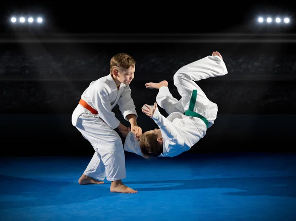 Due ragazzi combattenti di arti marziali — Foto Stock