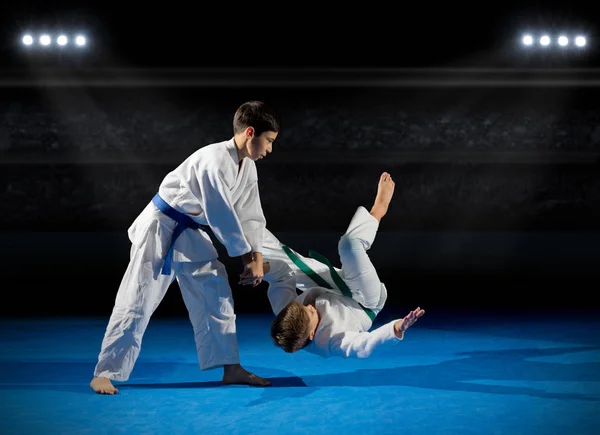 Two boys martial arts fighters — Stock Photo, Image