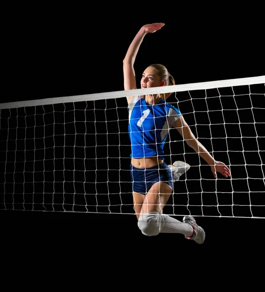 Kvinna volleybollspelare (med netto ver) — Stockfoto