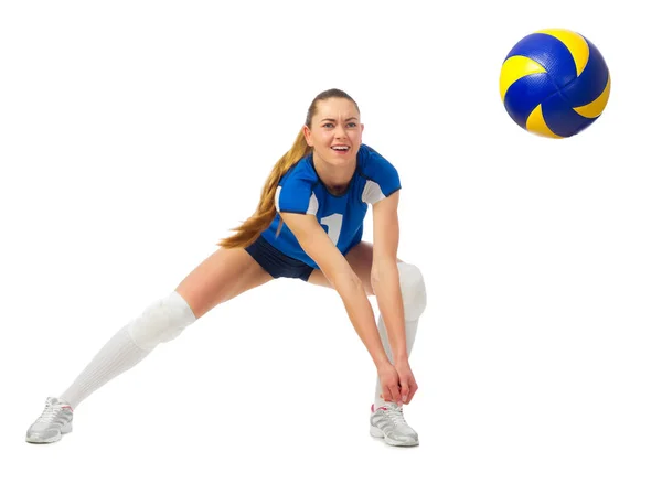 Kvinna volleybollspelare isolerade (med boll ver) — Stockfoto