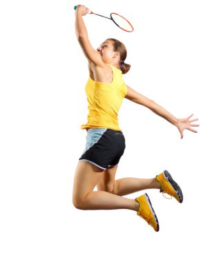 Kadın badminton oyuncu (sürüm net ve raketle olmadan)