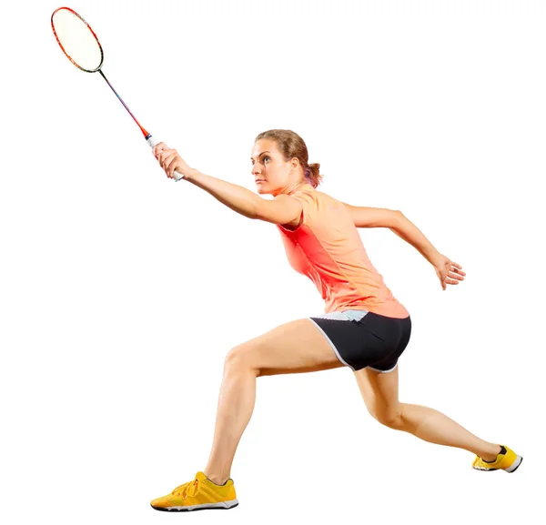 Mujer jugador de bádminton (versión sin lanzadera ) — Foto de Stock