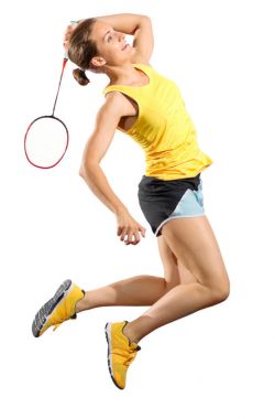 Kadın badminton oyuncu (sürüm raketle olmadan)