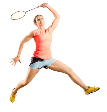 Kadın badminton oyuncu (sürüm raketle olmadan)