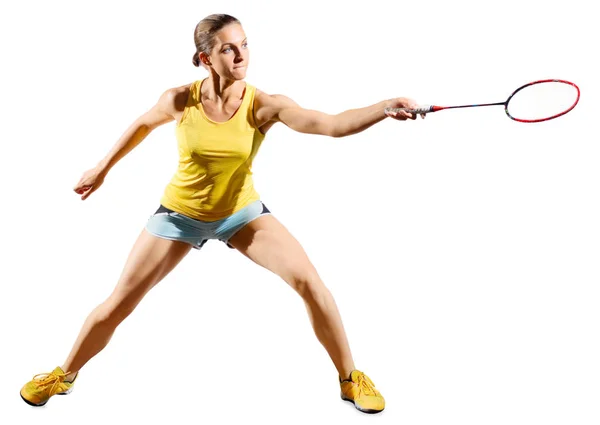 Woman badminton player (version without shuttlecock) — Stock Photo, Image