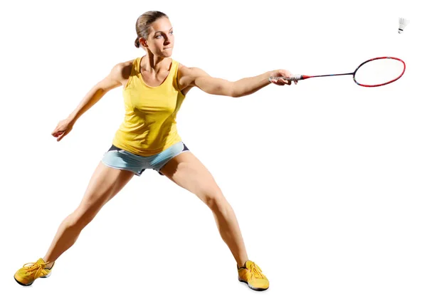 Joueuse de badminton femme (version avec volant) ) — Photo