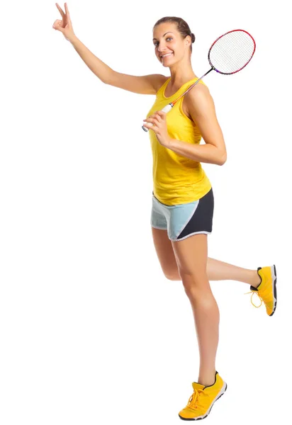 Young woman badminton player — Stock Photo, Image