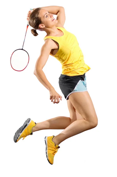 Woman badminton player (version without shuttlecock) — Stock Photo, Image