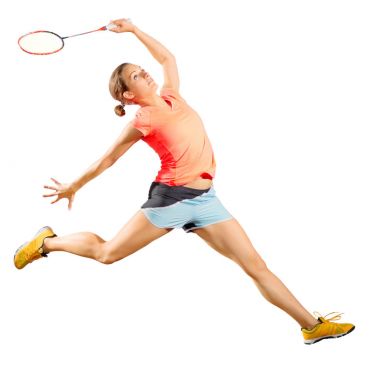 İzole kadın badminton oyuncu (ver raketle olmadan)