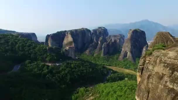 Meteora mountains at morning — Stock Video