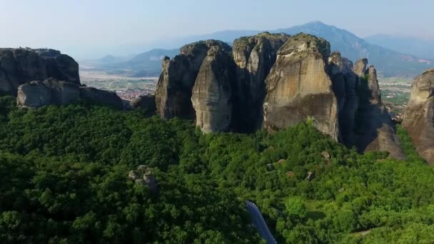 Meteora mountains at morning — Stock Video