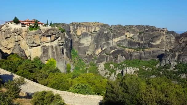 Meteora mountains at morning — Stock Video