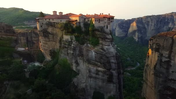 Meteora mountains at early morning — Stock Video