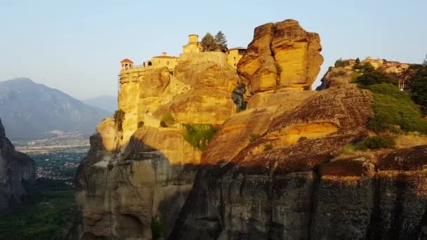 Meteora mountains at early morning — Stock Video