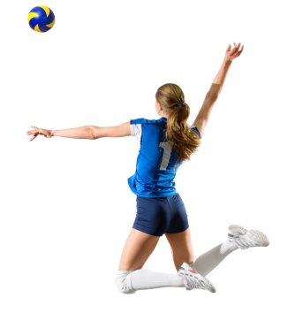 Woman voleyball player isolated (ver with ball) clipart