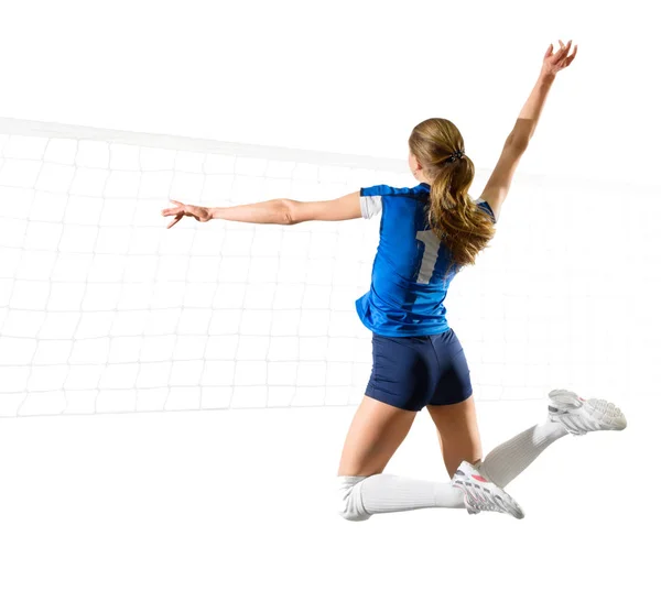 Kobieta siatkówki gracza na białym tle (ver z netto) — Zdjęcie stockowe
