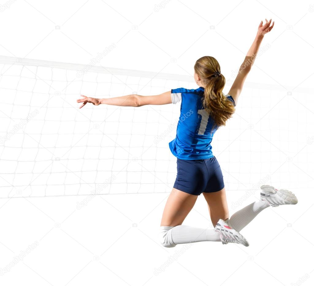 Woman voleyball player isolated (ver with net)