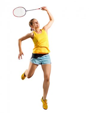 Kadın badminton oyuncu (olmadan raketle ver)