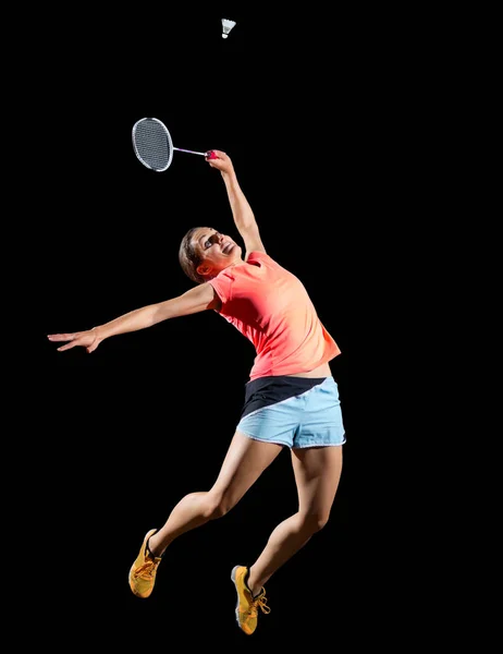 (羽根 ver で女子バドミントン選手) — ストック写真