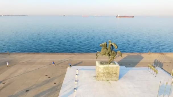 Thessaloniki embankment at morning — Stock Video