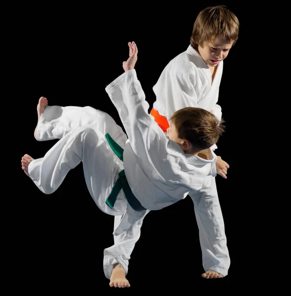 Niños pequeños luchadores de artes marciales — Foto de Stock