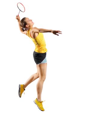 Genç kadın badminton oyuncu (ver raketle olmadan)