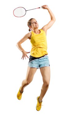 Genç kadın badminton oyuncu (ver raketle olmadan)