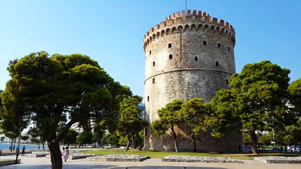 Thessaloniki torre branca — Vídeo de Stock