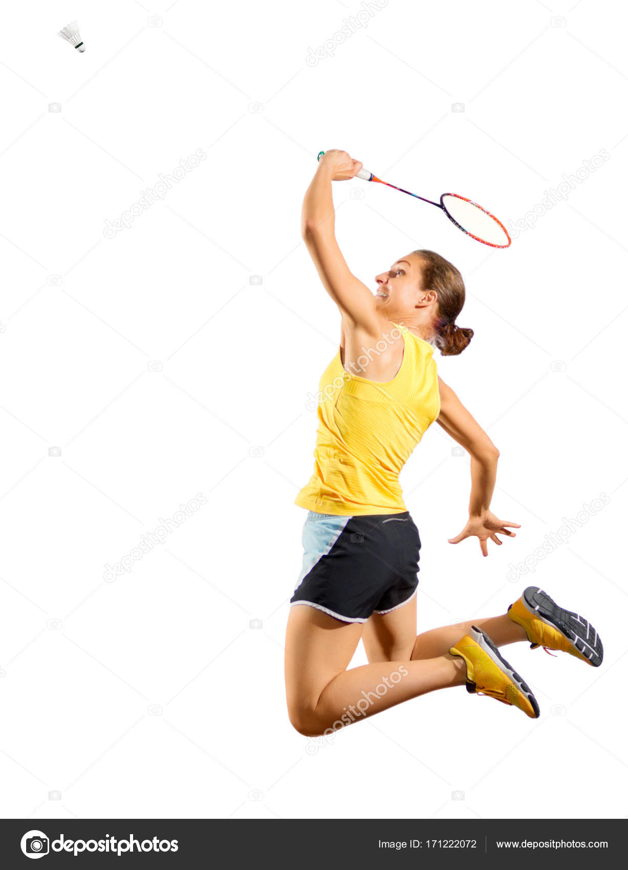 Jeune joueuse de badminton version avec Shuttlecock image libre